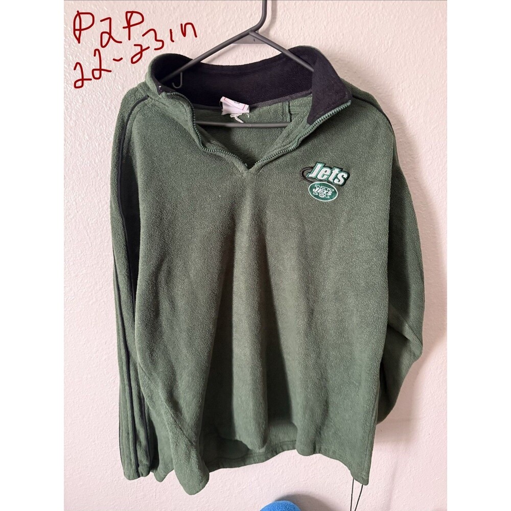 New York Jets Fleece Pullover Mens Green Heavy 1/4 Zip NFL Size Large? No Tag